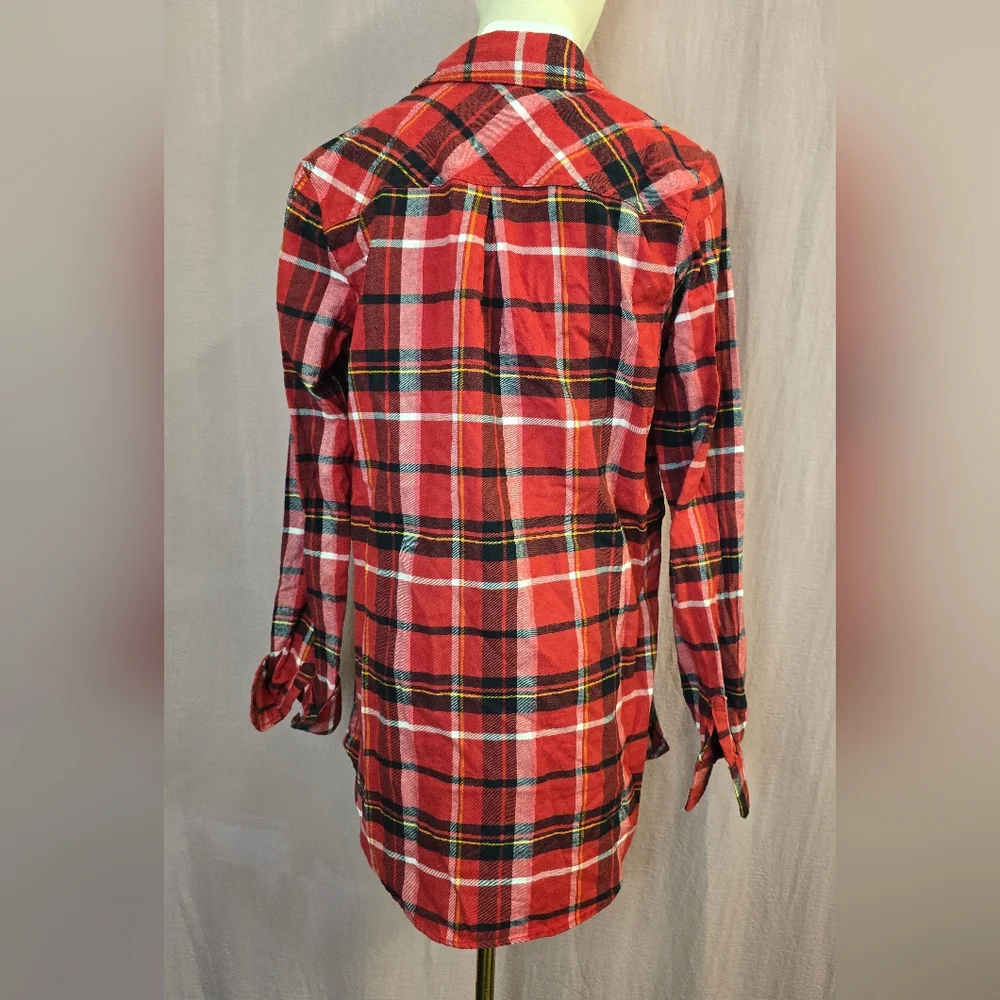 Isabel Maternity Women's Maternity Plaid Flannel Popover Tunin Top, Red - SMALL - Picture 6 of 8